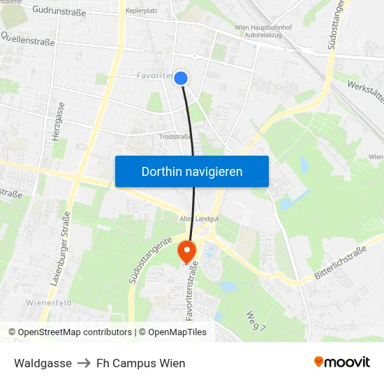 Waldgasse to Fh Campus Wien map