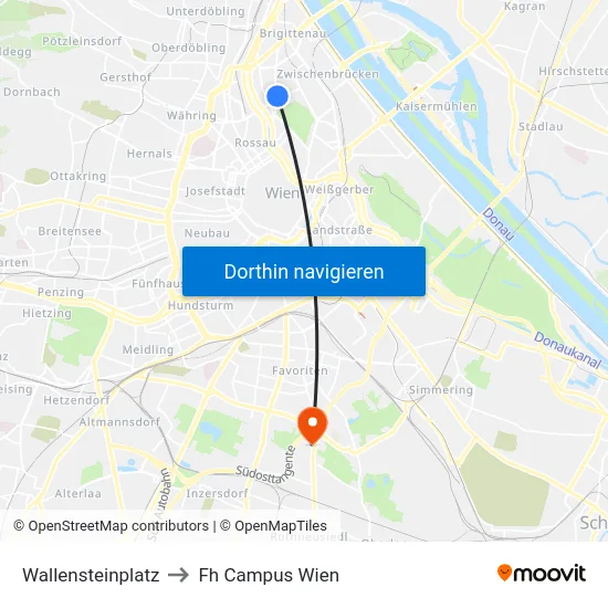 Wallensteinplatz to Fh Campus Wien map