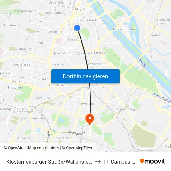 Klosterneuburger Straße/Wallensteinstraße to Fh Campus Wien map