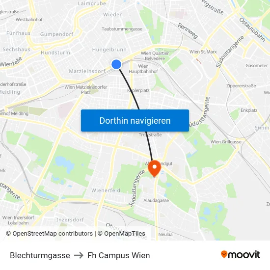 Blechturmgasse to Fh Campus Wien map
