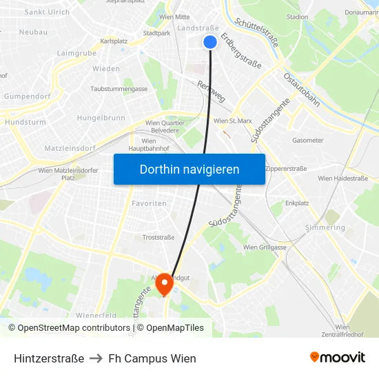 Hintzerstraße to Fh Campus Wien map