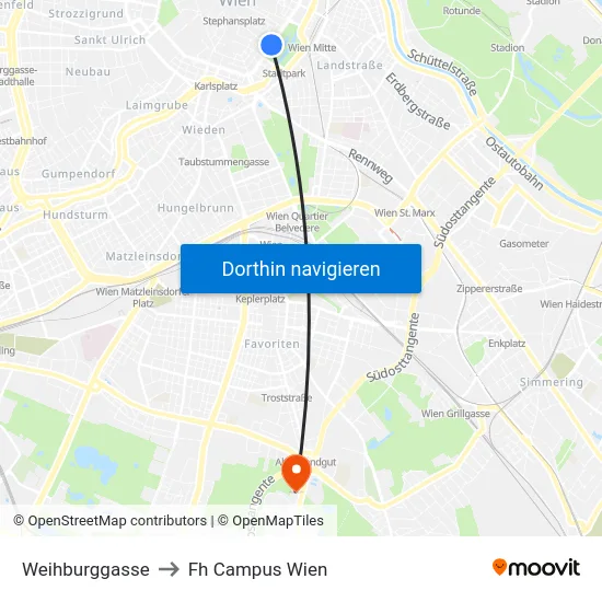 Weihburggasse to Fh Campus Wien map