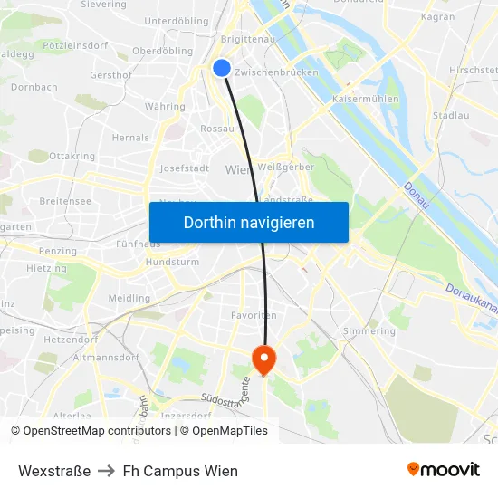 Wexstraße to Fh Campus Wien map