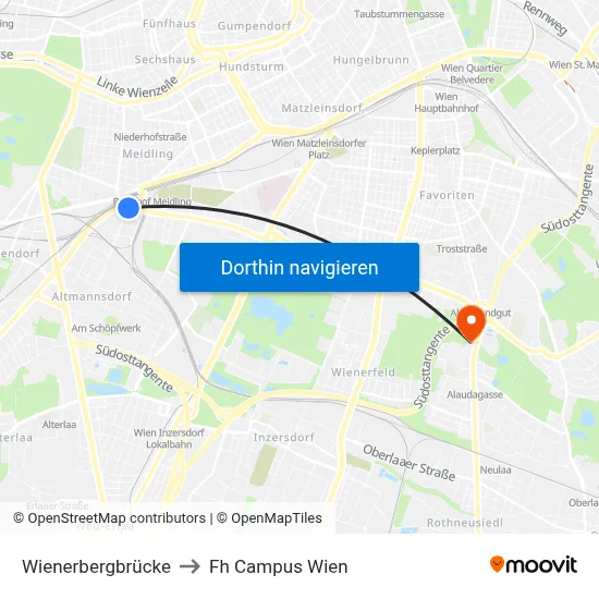 Wienerbergbrücke to Fh Campus Wien map