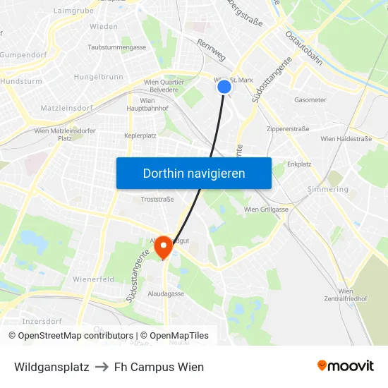Wildgansplatz to Fh Campus Wien map