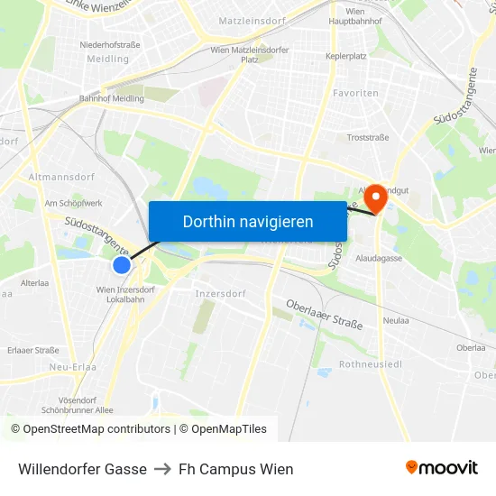 Willendorfer Gasse to Fh Campus Wien map
