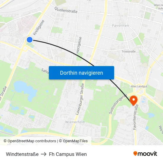 Windtenstraße to Fh Campus Wien map