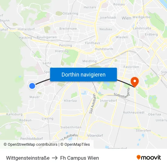 Wittgensteinstraße to Fh Campus Wien map