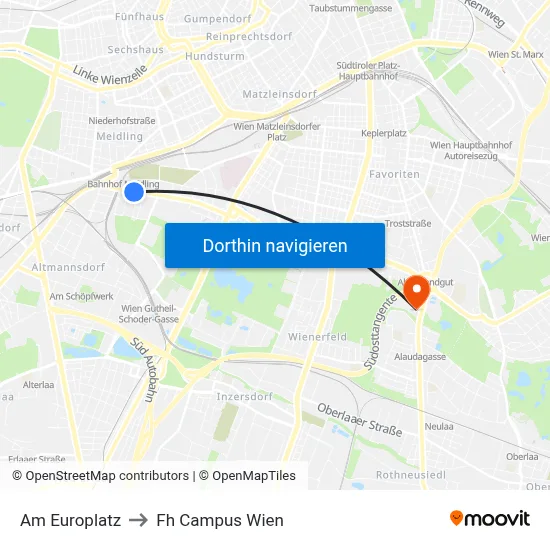 Am Europlatz to Fh Campus Wien map