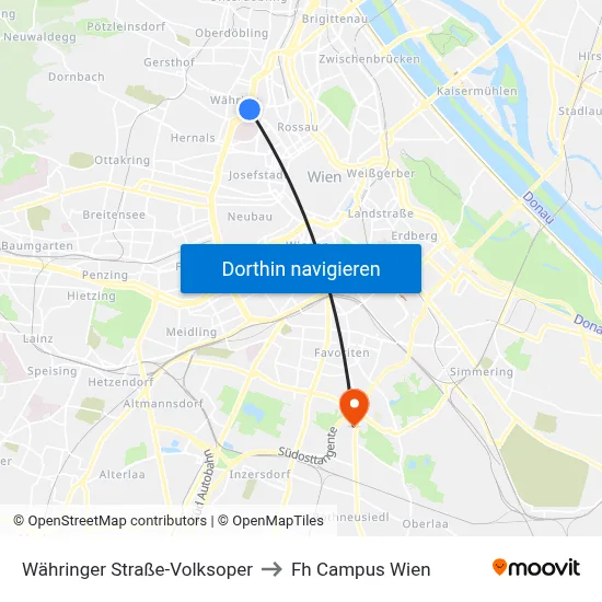 Währinger Straße-Volksoper to Fh Campus Wien map