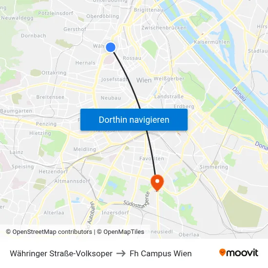 Währinger Straße-Volksoper to Fh Campus Wien map