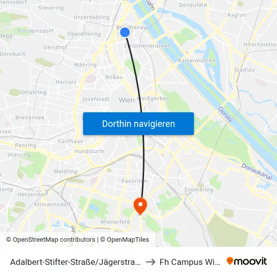 Adalbert-Stifter-Straße/Jägerstraße to Fh Campus Wien map