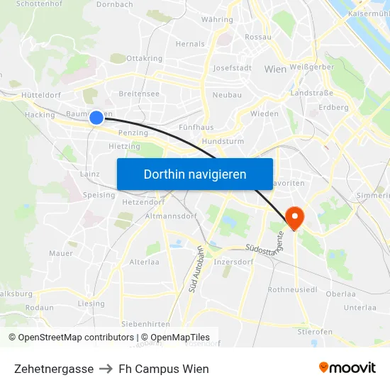 Zehetnergasse to Fh Campus Wien map