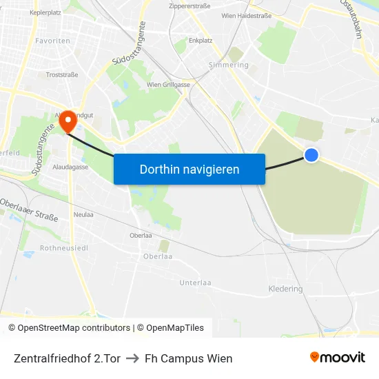 Zentralfriedhof 2.Tor to Fh Campus Wien map