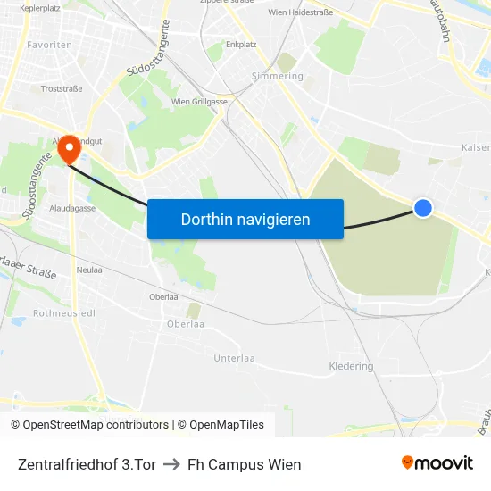 Zentralfriedhof 3.Tor to Fh Campus Wien map