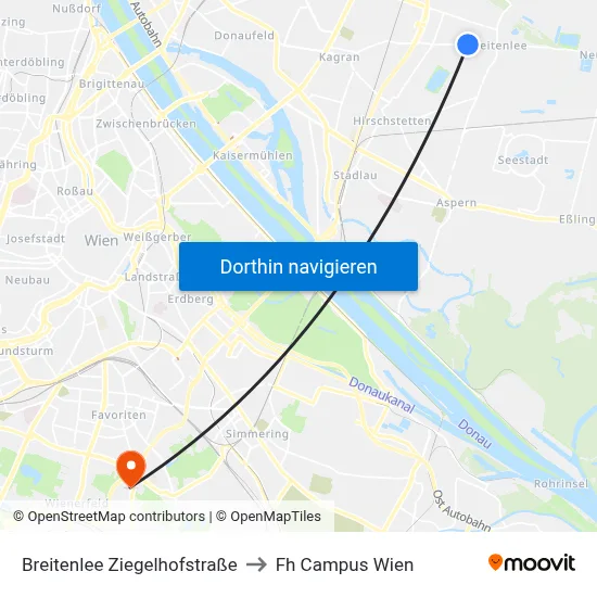 Breitenlee Ziegelhofstraße to Fh Campus Wien map