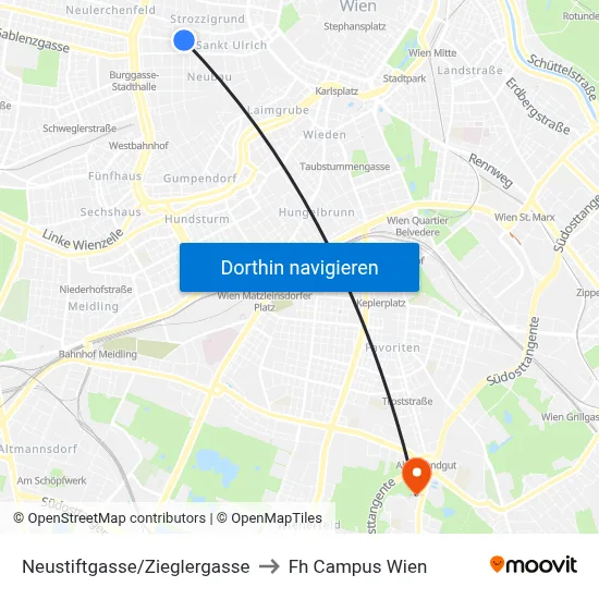Neustiftgasse/Zieglergasse to Fh Campus Wien map