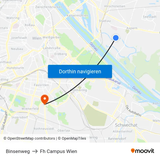 Binsenweg to Fh Campus Wien map