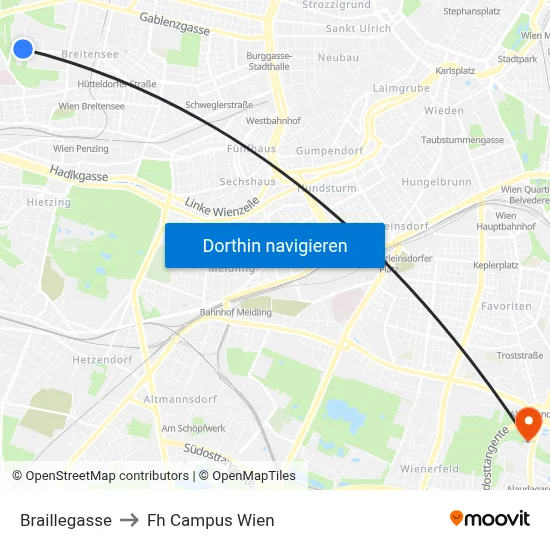 Braillegasse to Fh Campus Wien map