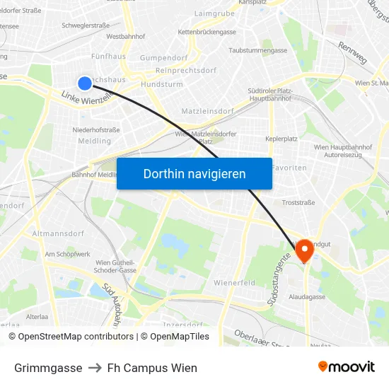 Grimmgasse to Fh Campus Wien map