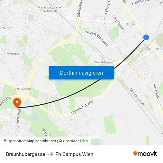 Braunhubergasse to Fh Campus Wien map