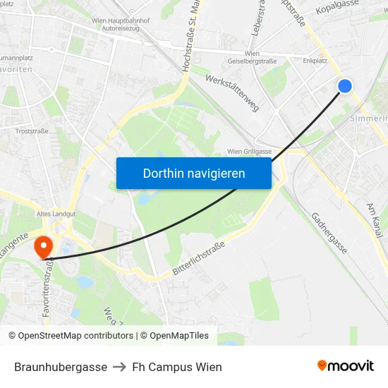 Braunhubergasse to Fh Campus Wien map