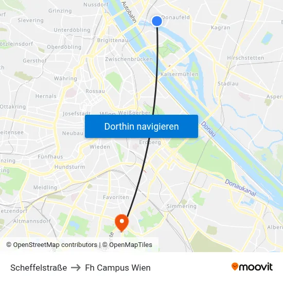 Scheffelstraße to Fh Campus Wien map