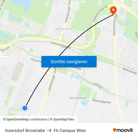 Inzersdorf Birostraße to Fh Campus Wien map