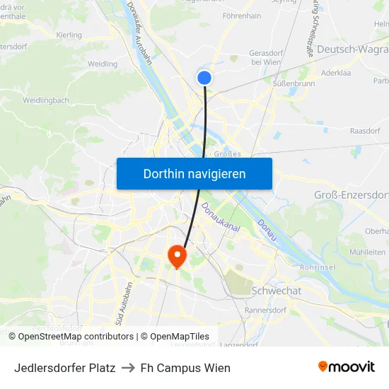 Jedlersdorfer Platz to Fh Campus Wien map