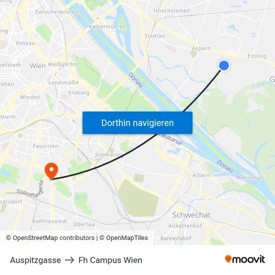 Auspitzgasse to Fh Campus Wien map