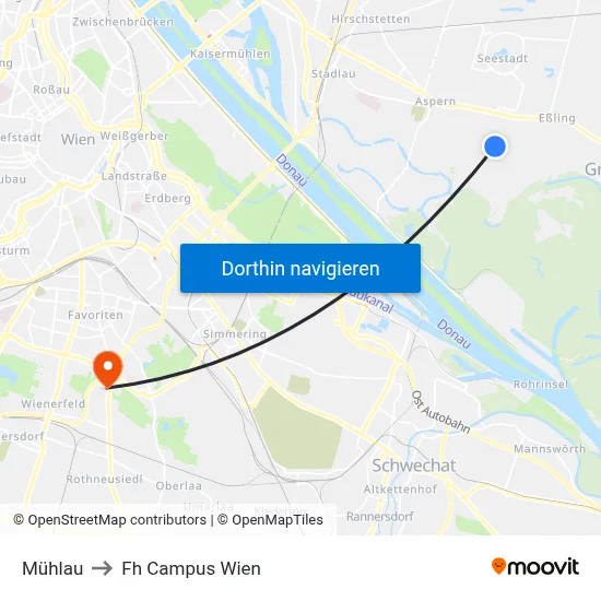 Mühlau to Fh Campus Wien map