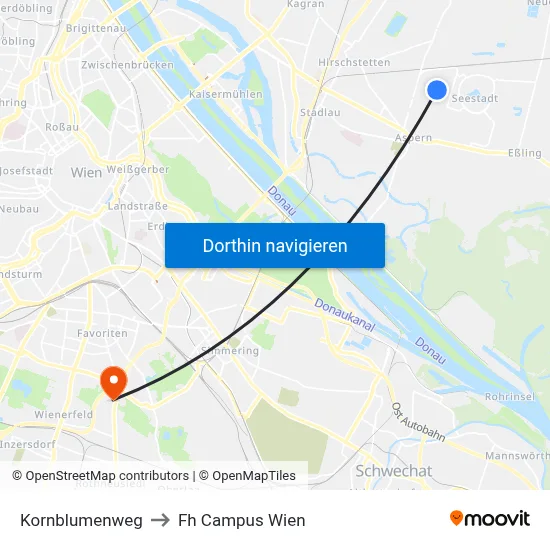 Kornblumenweg to Fh Campus Wien map