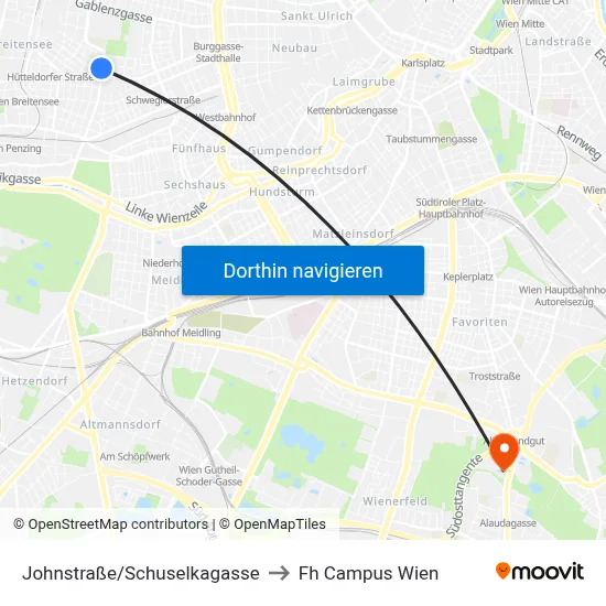 Johnstraße/Schuselkagasse to Fh Campus Wien map