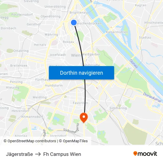 Jägerstraße to Fh Campus Wien map
