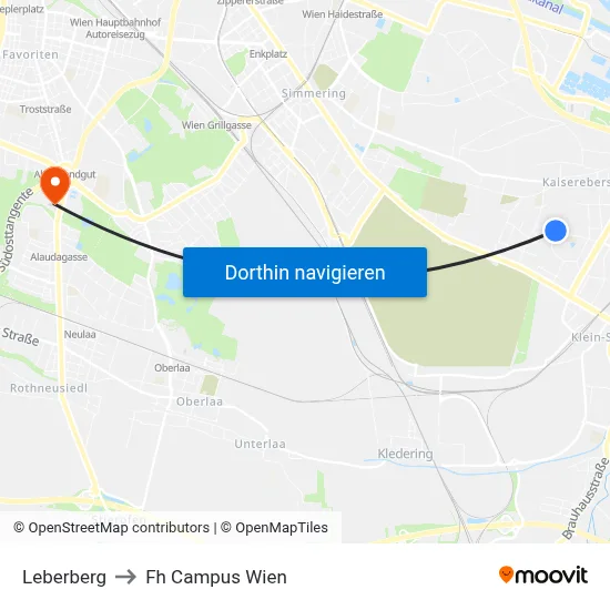 Leberberg to Fh Campus Wien map
