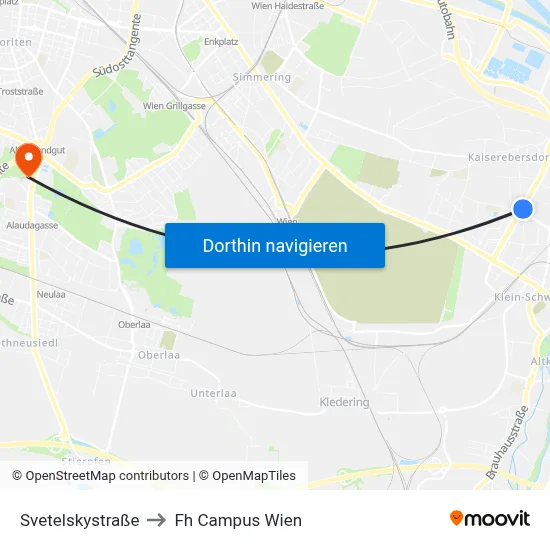 Svetelskystraße to Fh Campus Wien map