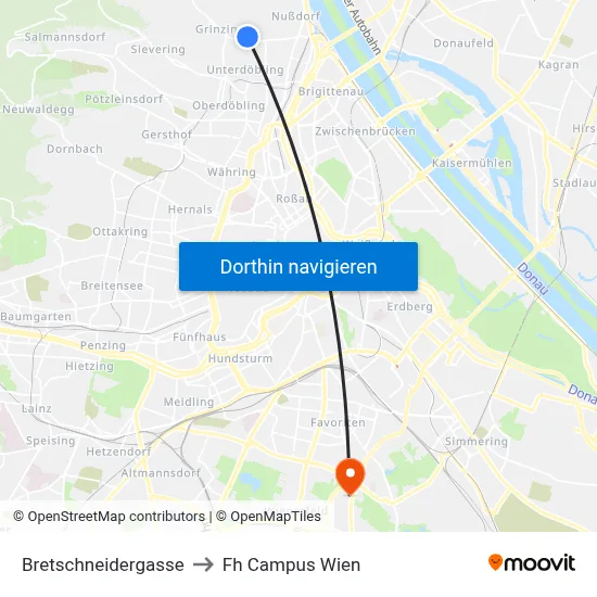 Bretschneidergasse to Fh Campus Wien map