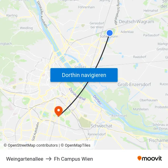 Weingartenallee to Fh Campus Wien map