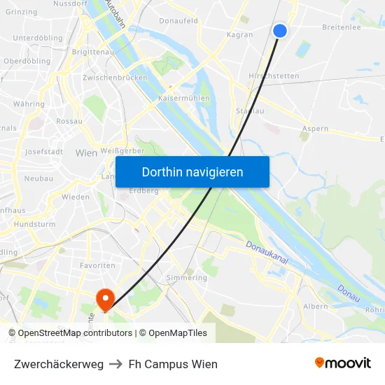 Zwerchäckerweg to Fh Campus Wien map