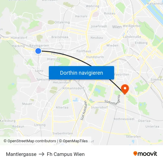 Mantlergasse to Fh Campus Wien map