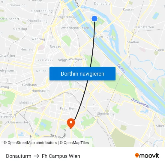 Donauturm to Fh Campus Wien map