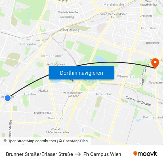 Brunner Straße/Erlaaer Straße to Fh Campus Wien map