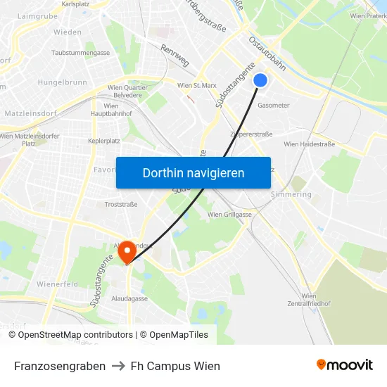 Franzosengraben to Fh Campus Wien map