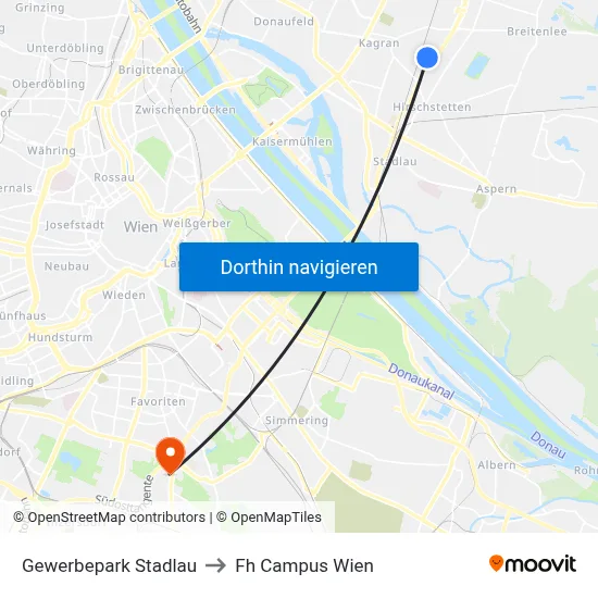 Gewerbepark Stadlau to Fh Campus Wien map