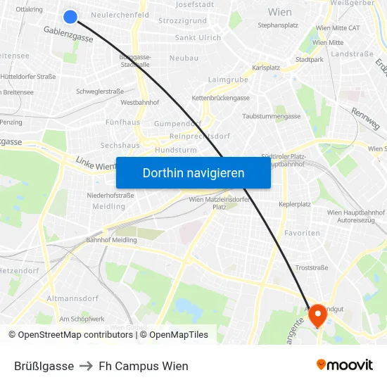 Brüßlgasse to Fh Campus Wien map