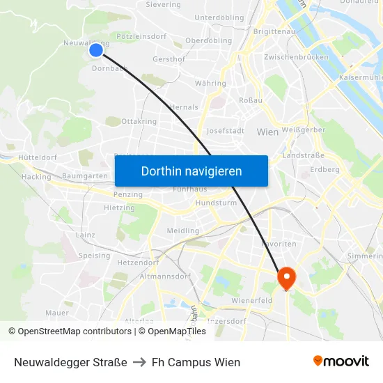 Neuwaldegger Straße to Fh Campus Wien map