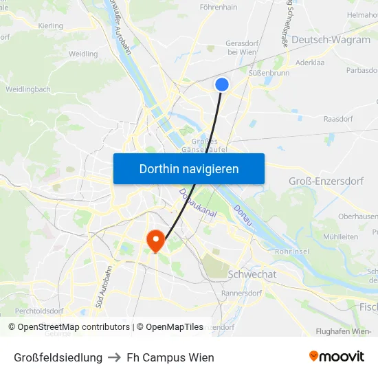 Großfeldsiedlung to Fh Campus Wien map