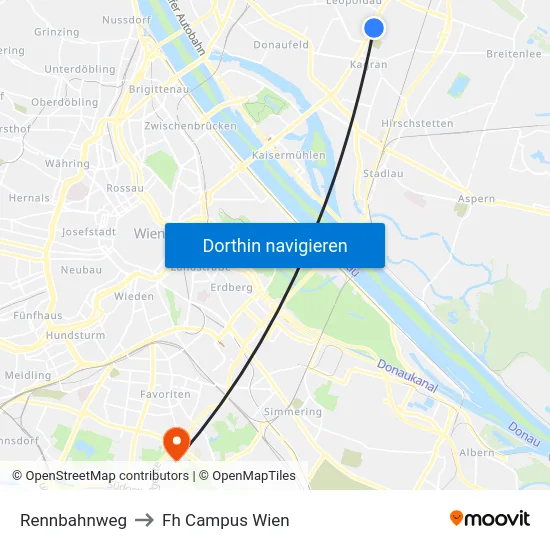 Rennbahnweg to Fh Campus Wien map