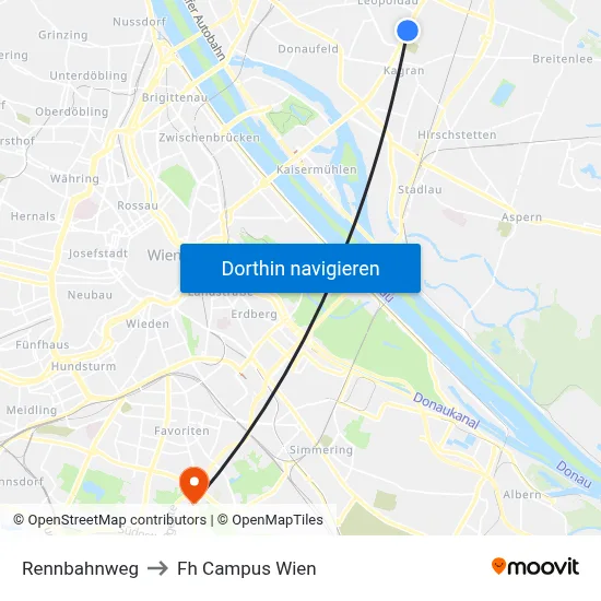 Rennbahnweg to Fh Campus Wien map