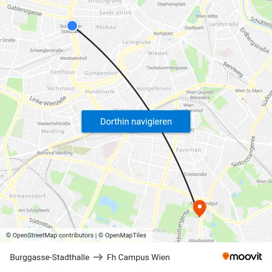 Burggasse-Stadthalle to Fh Campus Wien map
